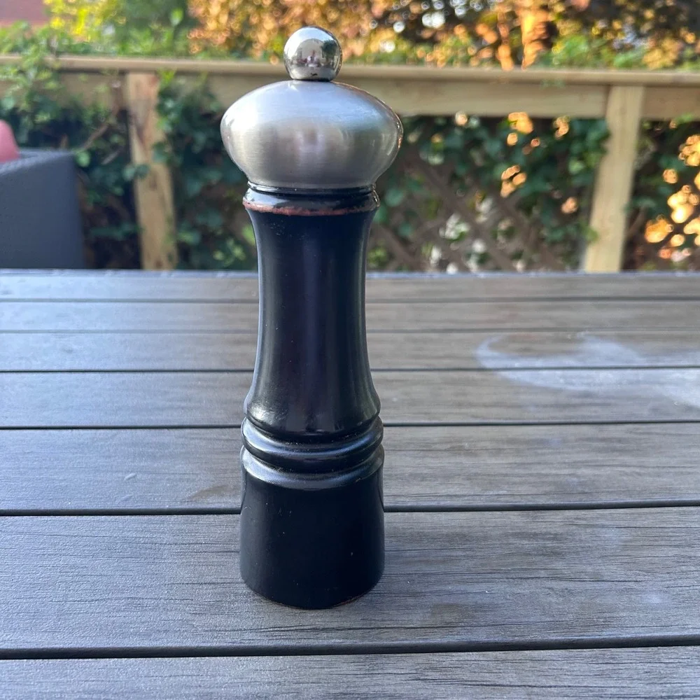 Trudeau Pepper Mill Dark Wood Stainless Steel Manual Spice Grinder Black
